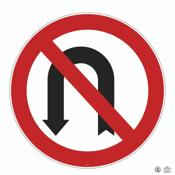 C,12 Interdiction de faire demi-tour sur la route suivie jusqu’à la prochaine intersection