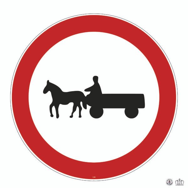 C,3h Accès interdit aux conducteurs de véhicules à traction animale