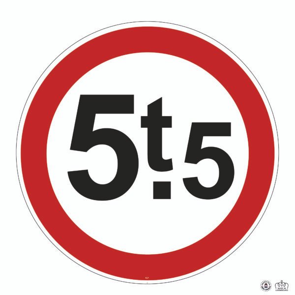 C,7 Accès interdit aux véhicules ayant un poids en charge supérieur à... m