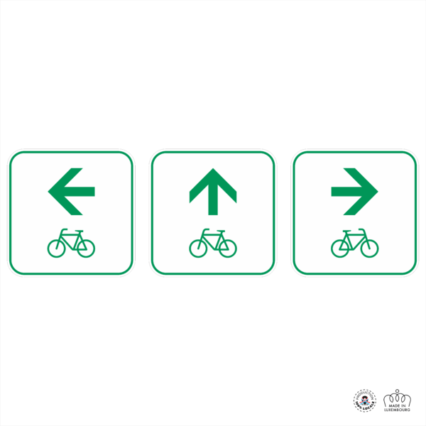 E,7d Direction à suivre pour continuer sur l'itinéraire cyclabe empruté